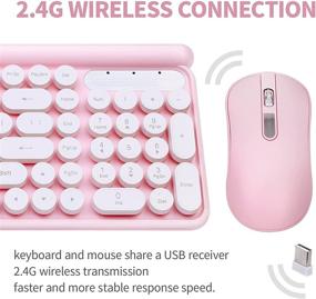 img 3 attached to 🎀 2.4G Wireless Retro Circular Floating Keycap Keyboard and Mouse Combo - Ideal for PC, Windows, Laptop (Pink)