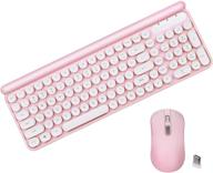 🎀 2.4g wireless retro circular floating keycap keyboard and mouse combo - ideal for pc, windows, laptop (pink) logo