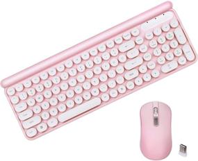 img 4 attached to 🎀 2.4G Wireless Retro Circular Floating Keycap Keyboard and Mouse Combo - Ideal for PC, Windows, Laptop (Pink)