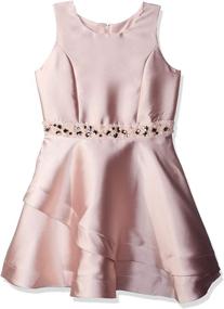 img 2 attached to 🎉 Amy Byer Girls' Big Sparkle Waist Party Dress featuring an Asymmetrical Double Skirt