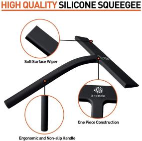 img 2 attached to 🚿 Arcedo 9” Silicone Blade Shower Squeegee with Hook - Black, Multi-Purpose Household Cleaning Tool for Shower Door, Window, Glass, and Car Windshield - Bathroom Accessories