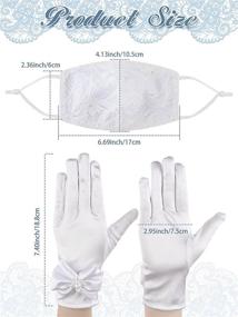 img 2 attached to Yahenda 2-Piece Girls First Communion Princess Gloves - White Short Gloves with Bows, Lace Face Covering, and Floral Cloth Mouth Cover - Ideal for Kids Party and Wedding