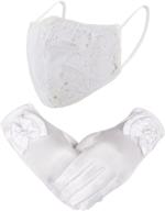 yahenda 2-piece girls first communion princess gloves - white short gloves with bows, lace face covering, and floral cloth mouth cover - ideal for kids party and wedding logo