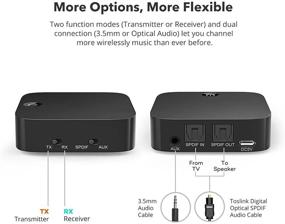 img 3 attached to 📶 Усовершенствованный Bluetooth 5.0 передатчик и приемник с цифровым оптическим TOSLINK и 3.5 мм разъемами - идеально подходит для телевизора, проектора и домашней стереосистемы - очень малая задержка