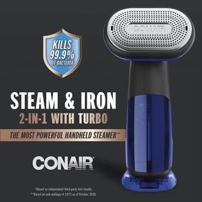 img 3 attached to 👕 Conair Turbo ExtremeSteam 1875W Handheld Fabric Garment Steamer and Iron - 2-in-1, Black/Blue, One Size