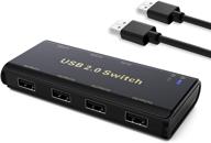 ablewe 4-port usb switch selector: kvm switcher for mouse, 🔀 keyboard, scanner, printer - includes one-button switch and 2 usb cables logo