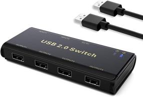 img 4 attached to ABLEWE 4-портовый USB-переключатель: KVM-переключатель для мыши, клавиатуры, сканера, принтера - включает однокнопочный переключатель и 2 USB-кабеля.