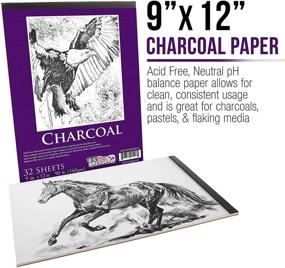 img 3 attached to US Art Supply Premium Heavy-Weight Charcoal Paper Pad, 9 in. x 12 in., 160gsm, 32 Sheets - Pack of 2 (90 Pound)