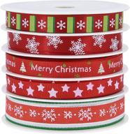 🎀 fowod christmas ribbon - mixed sizes, 16 feet each roll, 80 feet total (red) logo