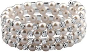 img 4 attached to 💍 Bobauna Bridal Bridesmaid Multilayer Pearl Rhinestone Wrap Cuff Bracelet – Wedding Party Jewelry Gift