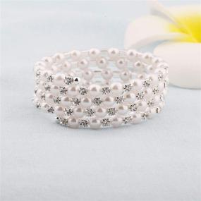 img 3 attached to 💍 Bobauna Bridal Bridesmaid Multilayer Pearl Rhinestone Wrap Cuff Bracelet – Wedding Party Jewelry Gift