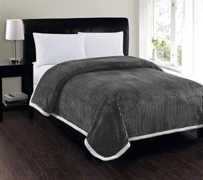 img 3 attached to 🛌 Elegant Comfort Best, Softest, Luxury Micro-Sherpa Blanket on Amazon! Heavyweight Striped Design Ultra Plush Blanket, King/Cal King, Gray
