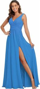 img 4 attached to 👗 Elegant V Neck Chiffon Bridesmaid Dresses: Long Split Formal Evening Gown & A-line Prom Dresses
