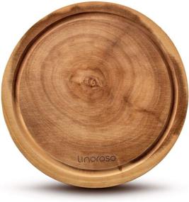 img 4 attached to 🍽️ Linoroso Acacia Wood Round Cutting Board - Premium Non-Splicing Cheese & Charcuterie Board (10-inch Diameter) with Juice Groove - Natural Wood Grain