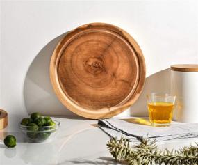 img 3 attached to 🍽️ Linoroso Acacia Wood Round Cutting Board - Premium Non-Splicing Cheese & Charcuterie Board (10-inch Diameter) with Juice Groove - Natural Wood Grain