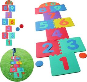img 2 attached to 🎉 Entertaining Hopscotch Playmat: Interlocking Puzzle Floor for Endless Fun
