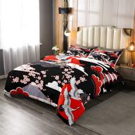 🎎 japanese crane and cherry blossom full size comforter set - traditional ukiyoe theme bedding for women, girls, and teens logo