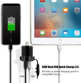 img 3 attached to LiDiVi [Upgraded Version] Dual USB Car Charger with Quick Charge 3.0, Waterproof 36W 12V USB Outlet - Fast Charging, Voltmeter & Switch for Car, Boat, Marine, ATV, Truck, and More