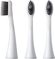 burst replacement electric toothbrush heads: charcoal bristles for deep clean & healthier smile, 3pk, white logo