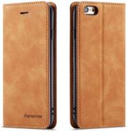 📱 qltypri iphone 6 plus 6s plus case - brown: premium leather tpu bumper, card holder, kickstand, magnetic adsorption - shockproof flip wallet! logo