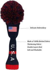 img 3 attached to 🏌️ USA Design Knit Golf Head Covers: Soft Knitted Pom Pom Headcovers for Woods, Driver, Fairway Hybrids - Men's & Women's Club Headcover 1 3 5