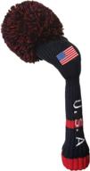 🏌️ usa design knit golf head covers: soft knitted pom pom headcovers for woods, driver, fairway hybrids - men's & women's club headcover 1 3 5 logo