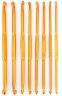 🧶 premium 8-piece golden aluminum double-ended crochet hook and knitting needle set for accurate weave craft logo