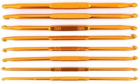 img 1 attached to 🧶 Premium 8-Piece Golden Aluminum Double-Ended Crochet Hook and Knitting Needle Set for Accurate Weave Craft