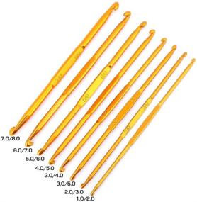 img 3 attached to 🧶 Premium 8-Piece Golden Aluminum Double-Ended Crochet Hook and Knitting Needle Set for Accurate Weave Craft