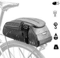 🚲 autowt 8l bike reflective rack bag - water-resistant rear seat pannier cargo trunk storage cycling carrier chest bag with multi-pocket design and taillight loop for commuter outdoor traveling logo