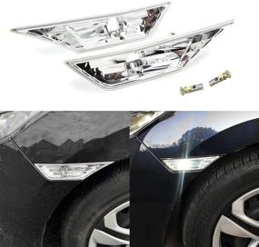 img 4 attached to NSLUMO Front White LED Side Marker Lights For Honda Civic 10Th Gen 2016-2021 Coupe Hatchback With 2Pcs T10 Light Bulbs OEM#H02551127N Clear Lens