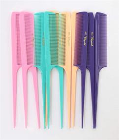 img 1 attached to Krest Cleopatra 8-1/2 inch Rattail Combs - Extra Fine Tooth, Model #441: Color Fresh Mix (1 dozen)