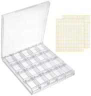 clear plastic removable storage organizer container box with 20 compartments, measuring 4.9 x 5.6 inch, complete with 198 pcs rectangle paper label pasters, ideal for storing diamond beads, rings, jewelry accessories, and small items - ph pandahall logo