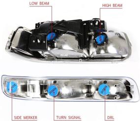 img 1 attached to 🌟 Chrome Amber Headlights for 99-02 Silverado 1500, 00-06 Suburban 1500, and Tahoe - DNA Motoring HL-OH-CS99-4P-CH-AB
