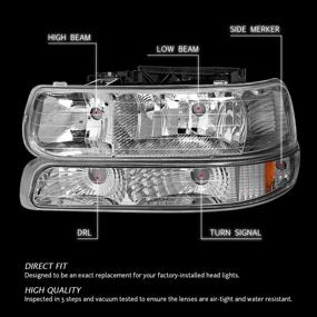 img 2 attached to 🌟 Chrome Amber Headlights for 99-02 Silverado 1500, 00-06 Suburban 1500, and Tahoe - DNA Motoring HL-OH-CS99-4P-CH-AB