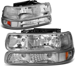 img 3 attached to 🌟 Chrome Amber Headlights for 99-02 Silverado 1500, 00-06 Suburban 1500, and Tahoe - DNA Motoring HL-OH-CS99-4P-CH-AB