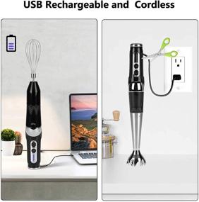 img 3 attached to 🔋 Cordless Hand Blender Rechargeable: 21-Speed Immersion Stick Blender with Powerful Variable Speed Control and Electric Hand Mixer with Chopper, Portable