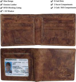 img 3 attached to 👜 Brown Leather BiFold Wallet Window - Men's Accessories in Wallets, Card Cases & Money Organizers