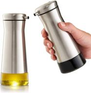 🍶 elegant set of 2 stainless steel oil and vinegar dispensers - efficient and mess-free pouring with beautiful olive oil cruet set logo