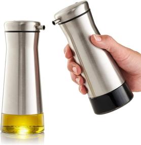 img 4 attached to 🍶 Elegant Set of 2 Stainless Steel Oil and Vinegar Dispensers - Efficient and Mess-free Pouring with Beautiful Olive Oil Cruet Set