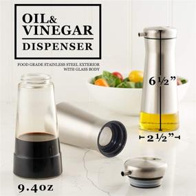 img 3 attached to 🍶 Elegant Set of 2 Stainless Steel Oil and Vinegar Dispensers - Efficient and Mess-free Pouring with Beautiful Olive Oil Cruet Set