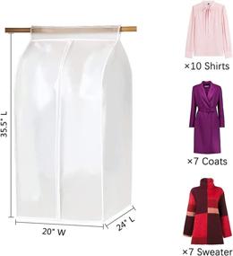 img 3 attached to 👗 Jecpuo Large PEVA Translucent Hanging Garment Bags for Closet Storage - Clothes Dustproof Cover and Travel Organizer