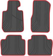 🚗 bmw 3/4 series custom fit floor mat - black and red rubber liners set (2012-2018) logo