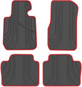 img 3 attached to 🚗 BMW 3/4 Series Custom Fit Floor Mat - Black and Red Rubber Liners Set (2012-2018)