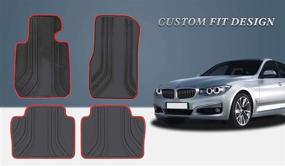 img 1 attached to 🚗 BMW 3/4 Series Custom Fit Floor Mat - Black and Red Rubber Liners Set (2012-2018)