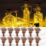 enhanced 12-pack solar wine bottle lights - 20 led starry cork lights, solar-powered mini copper string lights for wine bottles with cork - ideal for christmas, outdoor, and wedding decorations in warm white логотип