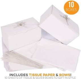 img 3 attached to 10 белых подарочных коробок с ленточками и бумажными салфетками - идеальны для упаковки детской одежды, средств для купания, кексов и многого другого!