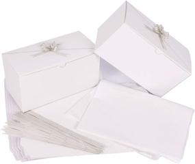 img 4 attached to 10 белых подарочных коробок с ленточками и бумажными салфетками - идеальны для упаковки детской одежды, средств для купания, кексов и многого другого!