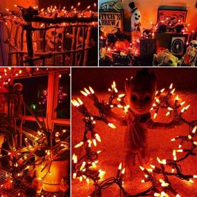 img 3 attached to 🎃 PhilzOps Halloween Lights - 2 PCS 21.63ft 100 Count Orange Incandescent Lights - UL Certified Connectable Orange Lights - Mini Halloween Lights Waterproof for Indoor/Outdoor Decor - Spooky House Party Enhancements