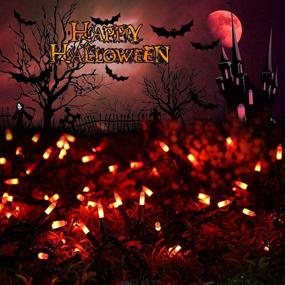 img 2 attached to 🎃 PhilzOps Halloween Lights - 2 PCS 21.63ft 100 Count Orange Incandescent Lights - UL Certified Connectable Orange Lights - Mini Halloween Lights Waterproof for Indoor/Outdoor Decor - Spooky House Party Enhancements